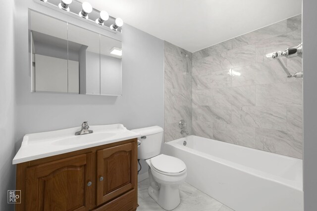6758 W 64th Pl Unit 13, Chicago, IL 60638 - full bath with vanity, toilet, tub / shower combination, and marble finish flooring