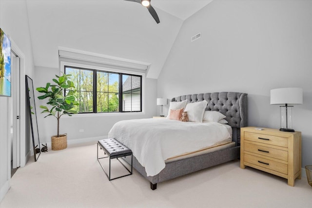 2S384 Madison St, Wheaton, IL 60189 - bedroom featuring light carpet, lofted ceiling, baseboards, and a ceiling fan