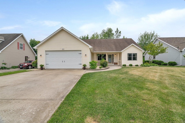 817 W 3rd St, Braidwood, IL 60408 - ranch-style house with a garage, concrete driveway, and a front yard
