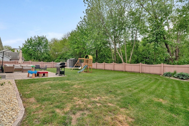 817 W 3rd St, Braidwood, IL 60408 - view of yard with an outdoor hangout area, a patio area, and a playground