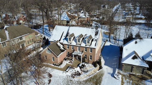 242 Hampshire Ct, New Lenox, IL 60451 - snowy aerial view with a residential view