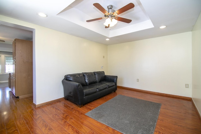 1195 W Williams St, Kankakee, IL 60901 - sitting room with a raised ceiling, ceiling fan, wood finished floors, baseboards, and recessed lighting
