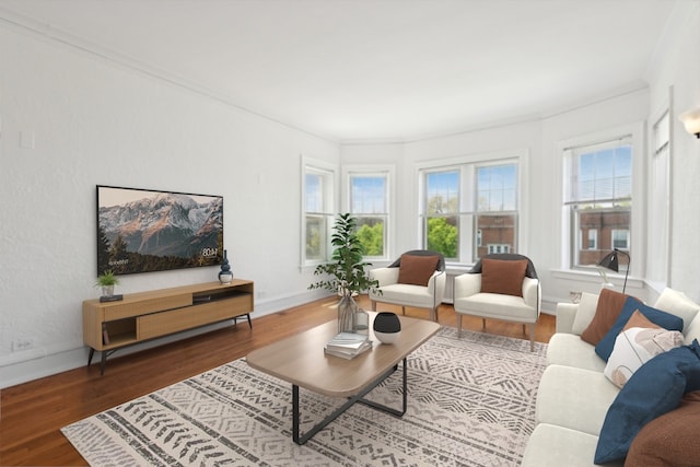 6205 N Oakley St Unit 3, Chicago, IL 60659 - living room with wood finished floors, baseboards, and ornamental molding