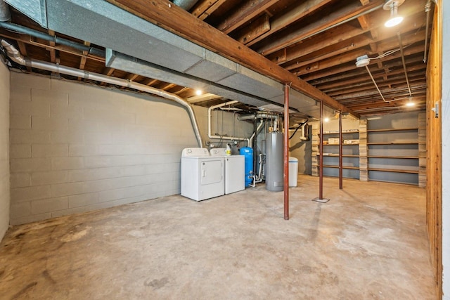 28549 W High Rd, Ingleside, IL 60041 - unfinished basement with washing machine and dryer, water heater, and a water pressure tank