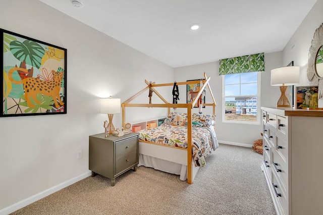 5010 Linden Rd, Mount Pleasant, WI 53403 - bedroom featuring light carpet, baseboards, and recessed lighting