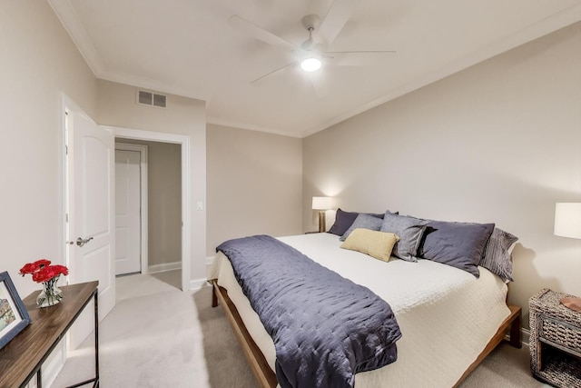 3506 N Southport Ave Unit 1N, Chicago, IL 60657 - carpeted bedroom with crown molding, a ceiling fan, and baseboards