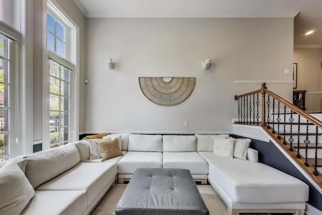 3506 N Southport Ave Unit 1N, Chicago, IL 60657 - living room featuring ornamental molding and recessed lighting