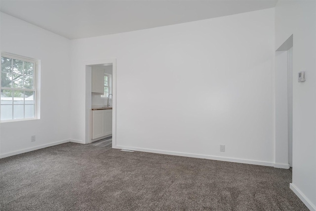 303 S Main St, Flanagan, IL 61740 - spare room with dark carpet, baseboards, and a sink