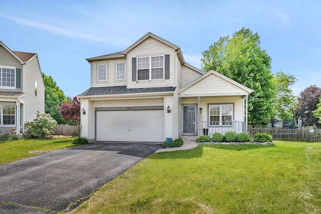 1604 Heritage Pointe Ct, Plainfield, IL 60586 - traditional-style home with asphalt driveway, an attached garage, a porch, and roof with shingles