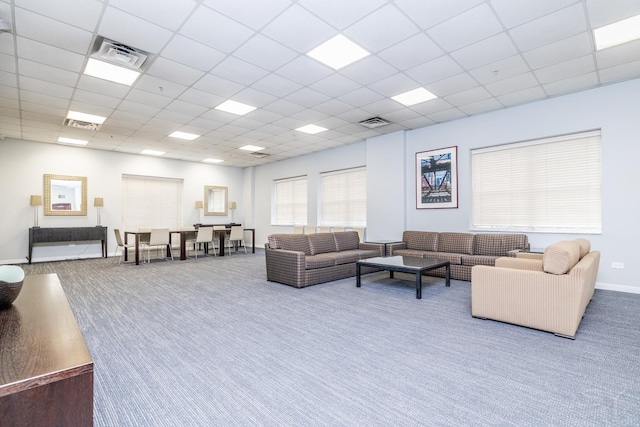 21 W Chestnut St Unit 907, Chicago, IL 60610 - living area featuring carpet flooring, a drop ceiling, and baseboards