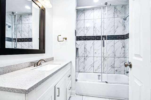 1806 S Trumbull Ave, Chicago, IL 60623 - full bath with vanity, bath / shower combo with glass door, and recessed lighting