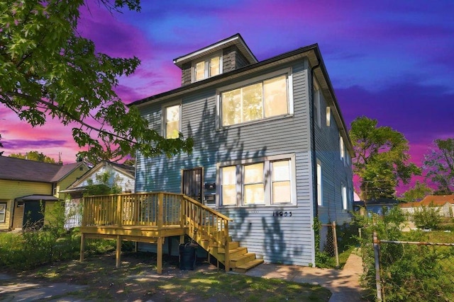 14631 Vincennes Rd, Harvey, IL 60426 - back of house at dusk with a deck