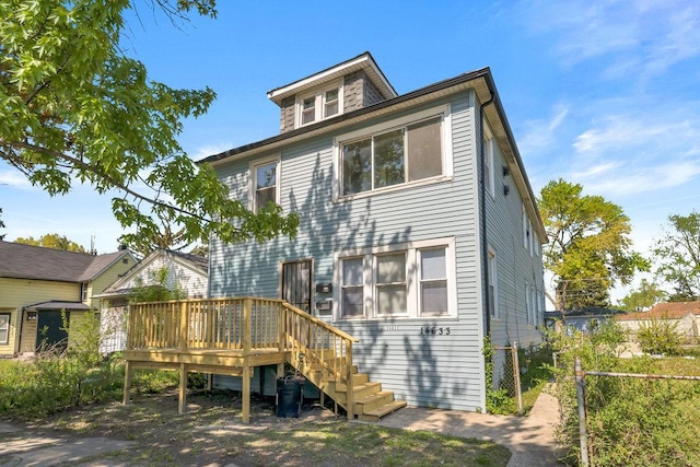 14631 Vincennes Rd, Harvey, IL 60426 - rear view of property with a wooden deck