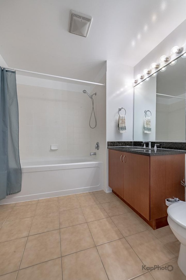 437 W Division St Unit 505, Chicago, IL 60610 - full bathroom featuring tile patterned flooring, vanity, and shower / bath combo with shower curtain