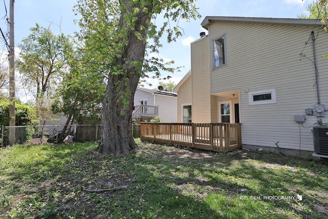1401 N Park Dr, Round Lake Beach, IL 60073 - back of house with a wooden deck and central AC unit