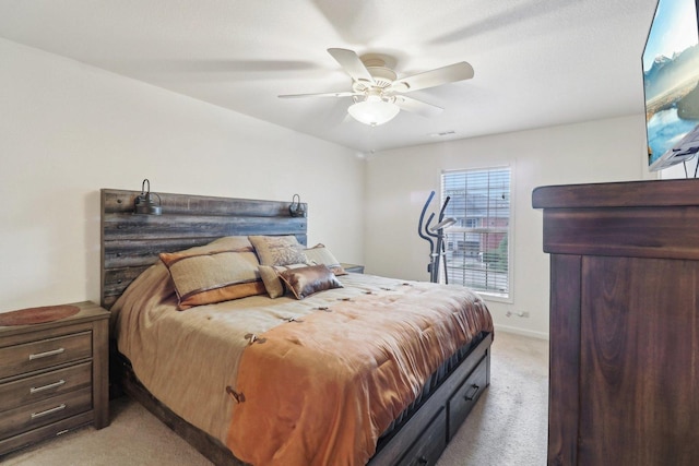 8421 Canary Grass Ln Unit 8421, Fox Lake, IL 60020 - bedroom featuring light colored carpet, baseboards, and ceiling fan