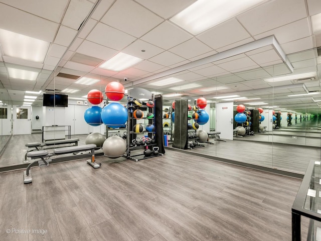 720 W Randolph St Unit 907, Chicago, IL 60661 - gym with wood finished floors and a drop ceiling