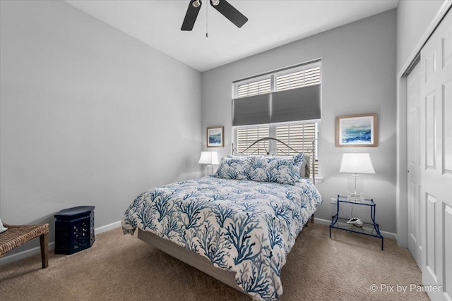 3879 Seigle Dr, Elgin, IL 60124 - carpeted bedroom featuring a closet, baseboards, and a ceiling fan