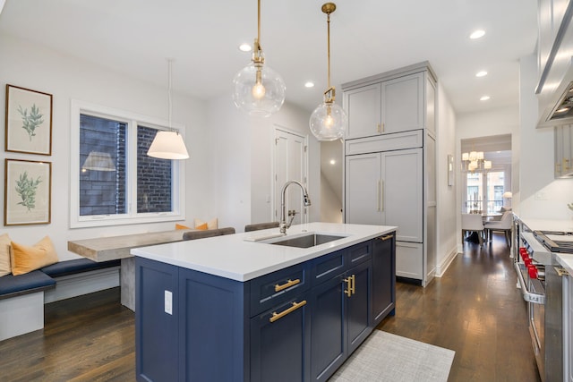 1616 N Winchester Ave, Chicago, IL 60622 - kitchen featuring a sink, dark wood-type flooring, recessed lighting, premium appliances, and light countertops