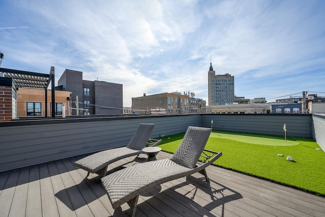 1616 N Winchester Ave, Chicago, IL 60622 - wooden terrace with an area to practice putting