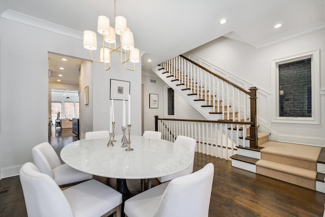 1616 N Winchester Ave, Chicago, IL 60622 - dining space with stairway, wood finished floors, recessed lighting, and a chandelier