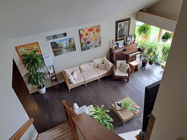 living area featuring wood finished floors