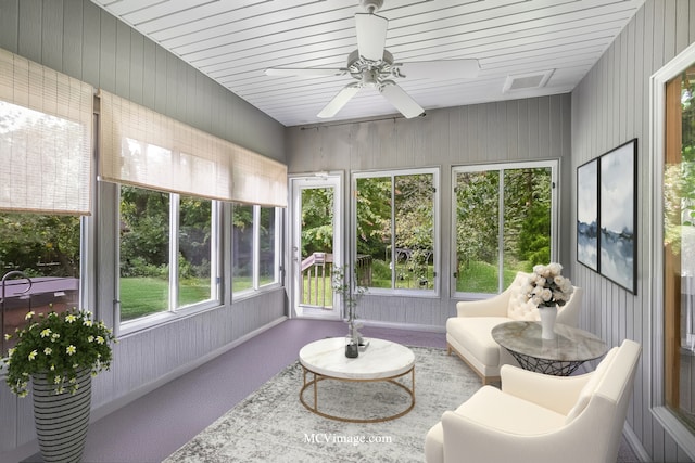 14530 136th St, Lemont, IL 60439 - sunroom / solarium featuring ceiling fan