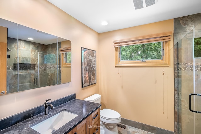 14530 136th St, Lemont, IL 60439 - bathroom featuring a stall shower, toilet, and vanity