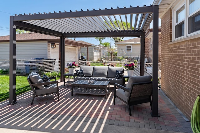 4937 N Opal Ave, Norridge, IL 60706 - view of patio / terrace with fence, an outdoor hangout area, and a garage