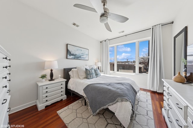 1907 W Chicago Ave Unit 3, Chicago, IL 60622 - bedroom with dark wood-style floors, a ceiling fan, and baseboards