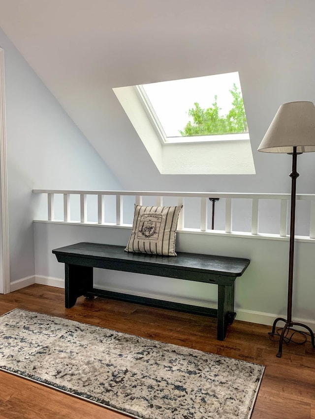 139 Walnut Hill Dr, Galena, IL 61036 - sitting room with a skylight, baseboards, and wood finished floors