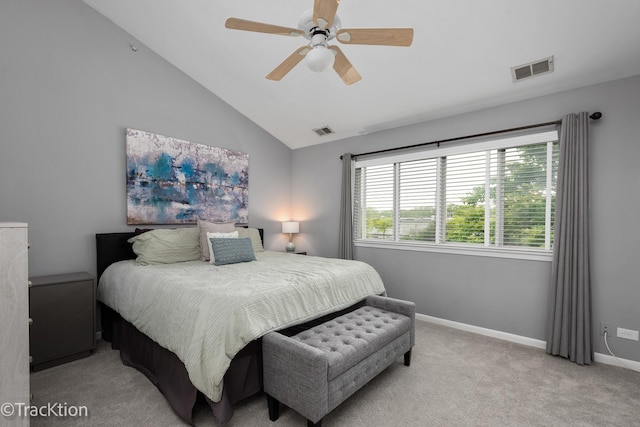 1102 E Cambria Ln, Lombard, IL 60148 - bedroom featuring lofted ceiling, light colored carpet, baseboards, and a ceiling fan