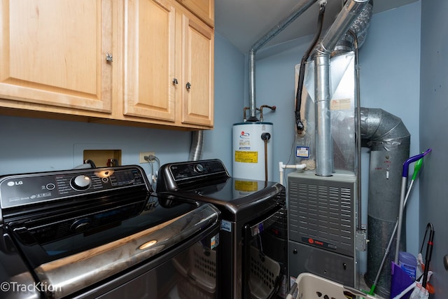 1102 E Cambria Ln, Lombard, IL 60148 - laundry area featuring water heater, independent washer and dryer, and cabinet space