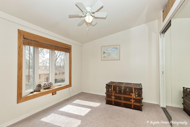 41551 N Lotus Ave, Antioch, IL 60002 - carpeted empty room featuring lofted ceiling, ceiling fan, and baseboards