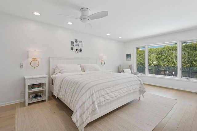 3726 Pebble Beach Rd, Northbrook, IL 60062 - bedroom featuring light wood-style floors, recessed lighting, baseboards, and a ceiling fan