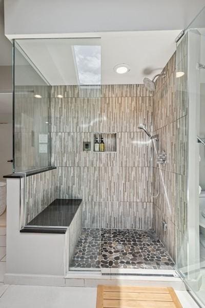 3726 Pebble Beach Rd, Northbrook, IL 60062 - full bathroom with a stall shower, toilet, and tile patterned flooring