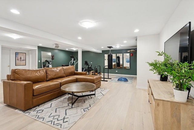 3726 Pebble Beach Rd, Northbrook, IL 60062 - living room featuring light wood-type flooring, recessed lighting, and baseboards