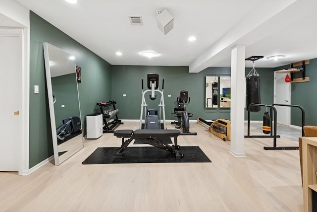 3726 Pebble Beach Rd, Northbrook, IL 60062 - exercise area with wood finished floors, baseboards, and recessed lighting