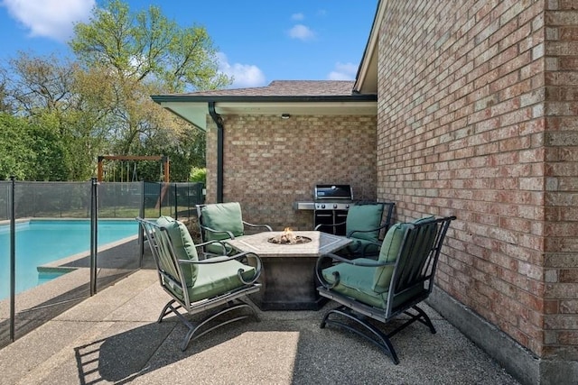 3726 Pebble Beach Rd, Northbrook, IL 60062 - view of patio featuring an outdoor fire pit, a grill, and fence