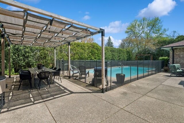 3726 Pebble Beach Rd, Northbrook, IL 60062 - view of swimming pool with a pergola, fence, a patio area, and outdoor dining area