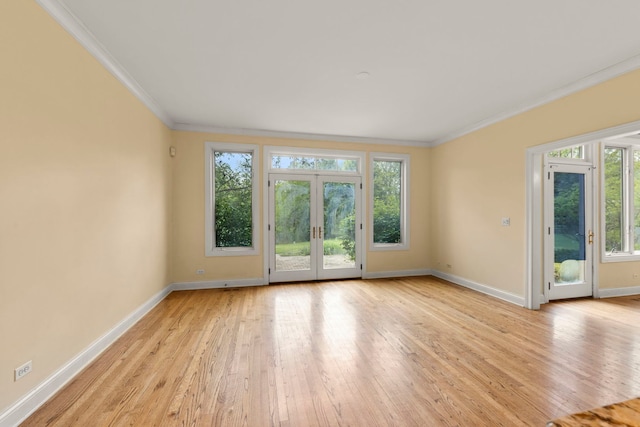 1161 Gavin Ct, Lake Forest, IL 60045 - spare room featuring crown molding, baseboards, french doors, and light wood-type flooring