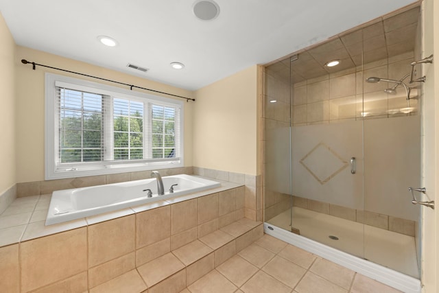 1161 Gavin Ct, Lake Forest, IL 60045 - bathroom with a garden tub, a stall shower, and tile patterned floors