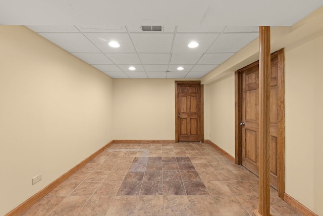 1161 Gavin Ct, Lake Forest, IL 60045 - finished below grade area with baseboards, recessed lighting, and light stone finish flooring