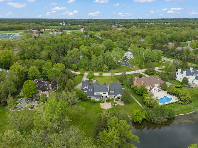 1161 Gavin Ct, Lake Forest, IL 60045 - aerial view of property's location featuring a pool, nearby suburban area, and a forest