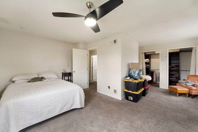 16040 Lockwood Ave, Oak Forest, IL 60452 - carpeted bedroom featuring two closets, a ceiling fan, and baseboards
