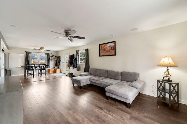 16040 Lockwood Ave, Oak Forest, IL 60452 - living area featuring wood finished floors, a ceiling fan, and baseboards