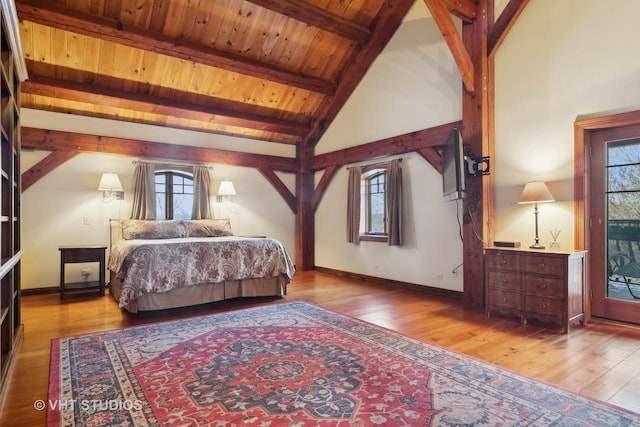 236 Steeplechase Rd, Barrington Hills, IL 60010 - bedroom with hardwood / wood-style flooring, multiple windows, baseboards, and wooden ceiling