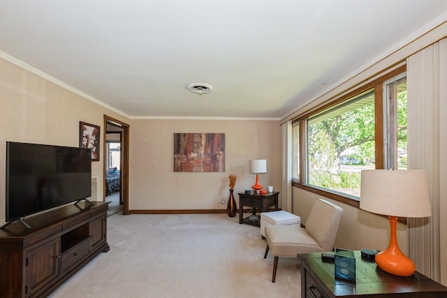 4904 Spring Rd, Oak Lawn, IL 60453 - sitting room featuring light carpet and ornamental molding