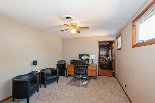4904 Spring Rd, Oak Lawn, IL 60453 - home office featuring light carpet and a ceiling fan