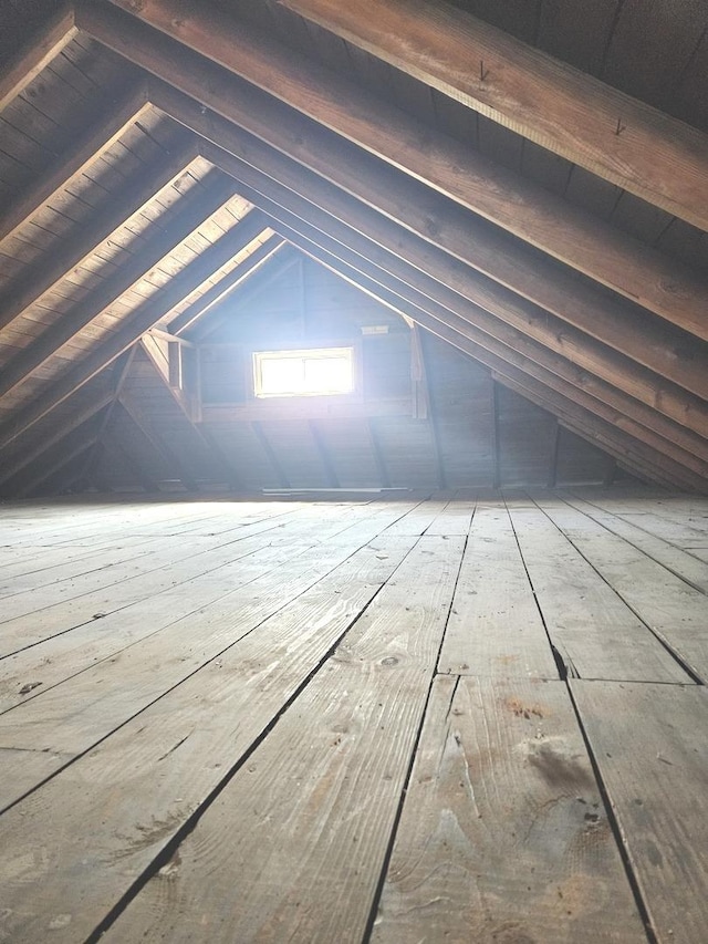 view of unfinished attic